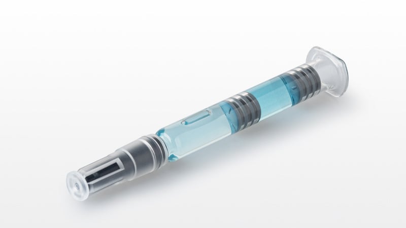 Bypass glass syringe filled